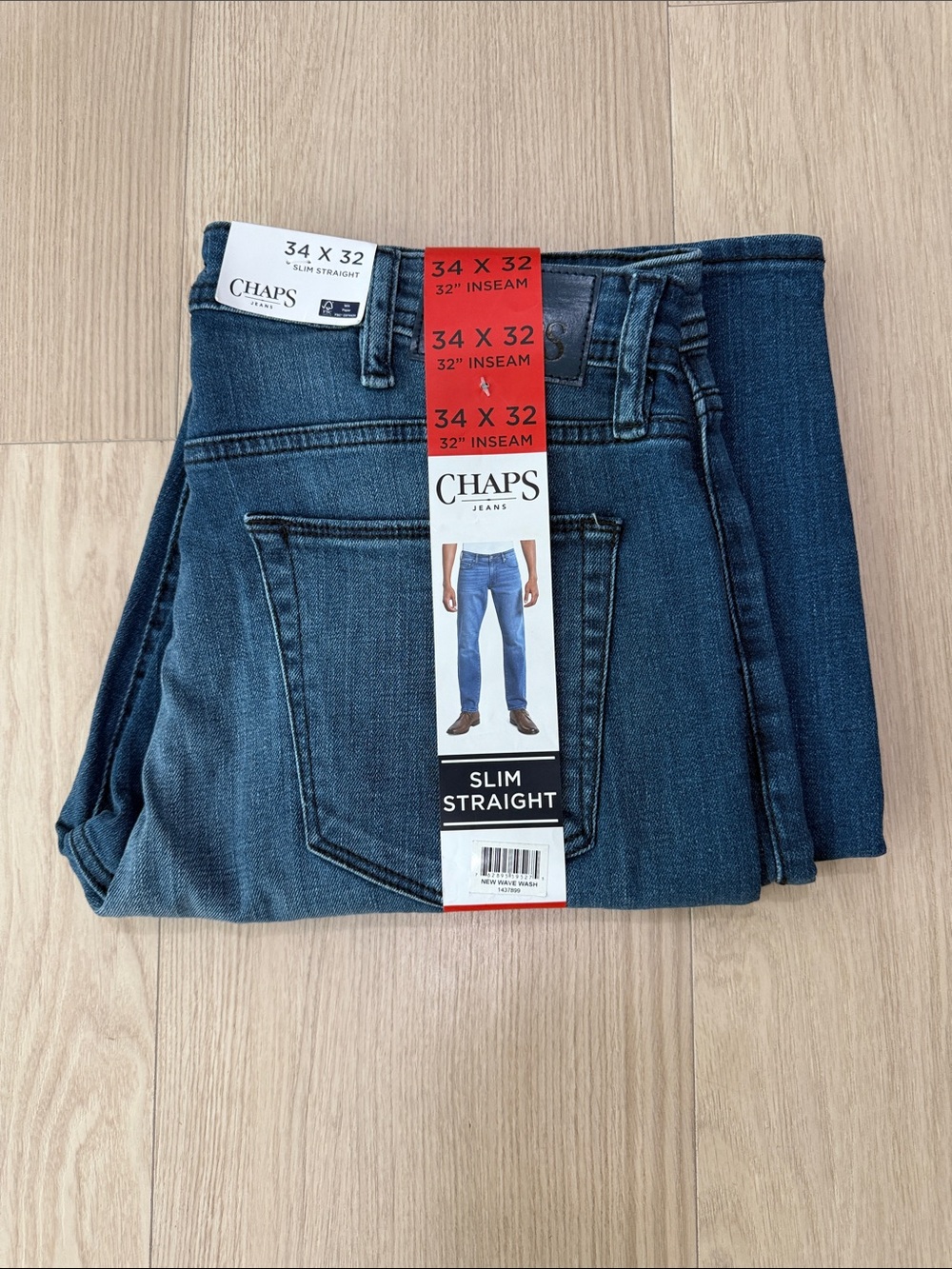 Chaps Men’s Slim Straight Jeans - Dark Blue Wash